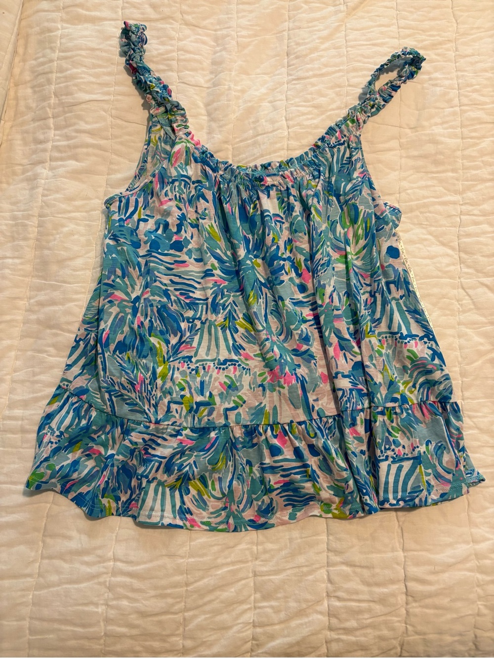 Lilly Pulitzer Loro Cabana Cocktail Top Flouncy Hem Elastic Straps size large